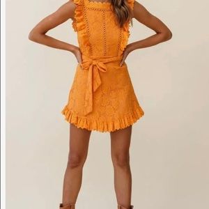 NWT Selfie Leslie Prairie Crochet Frill Dress Sunset